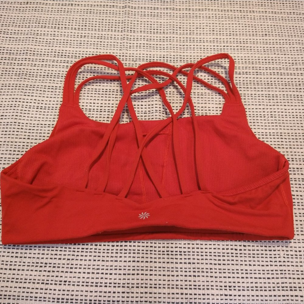 ATHLETA FULLY FOCUSED RED SPORT BRA STRAPPY L
